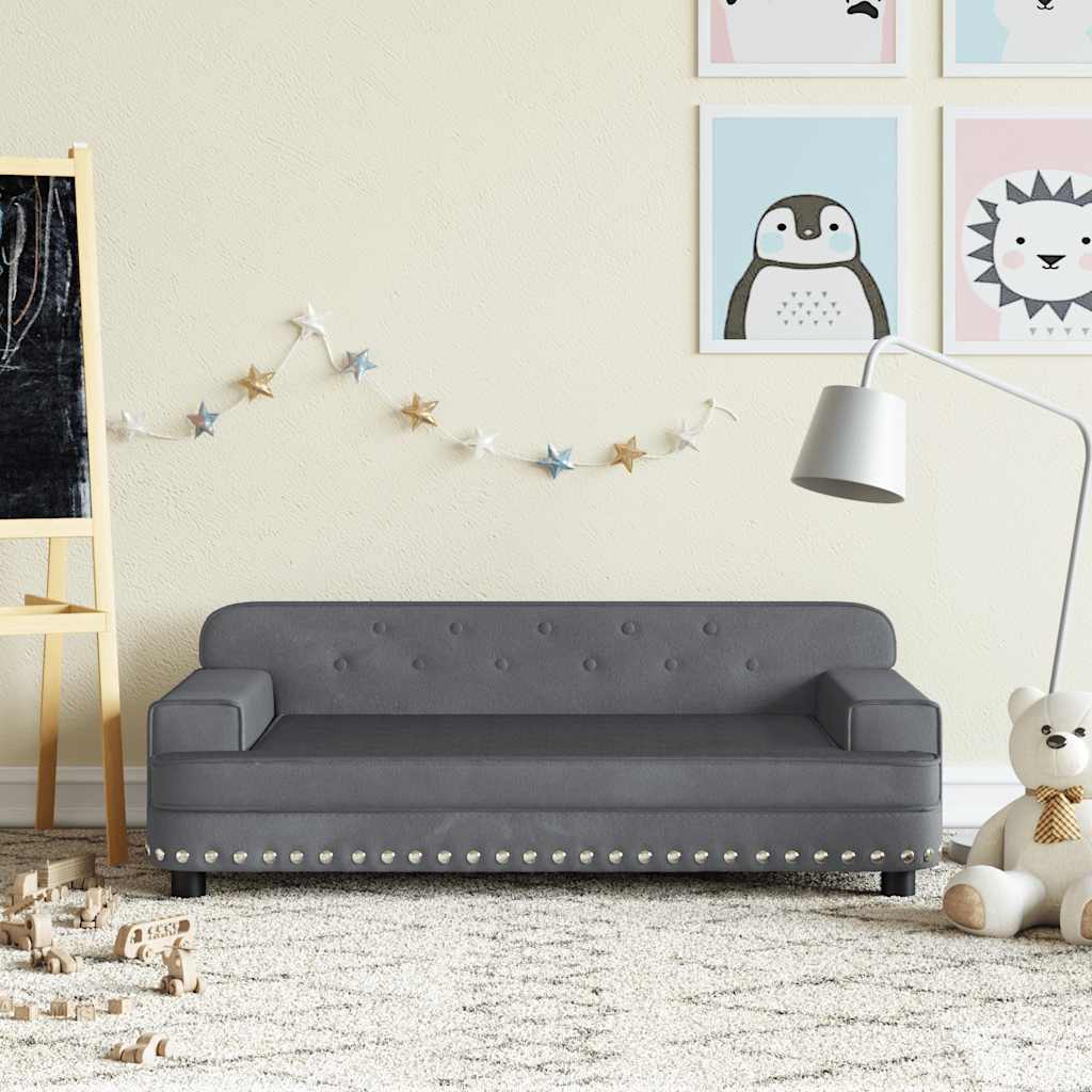 vidaXL Sofa dla dzieci, ciemnoszara, 90x53x30 cm, aksamit