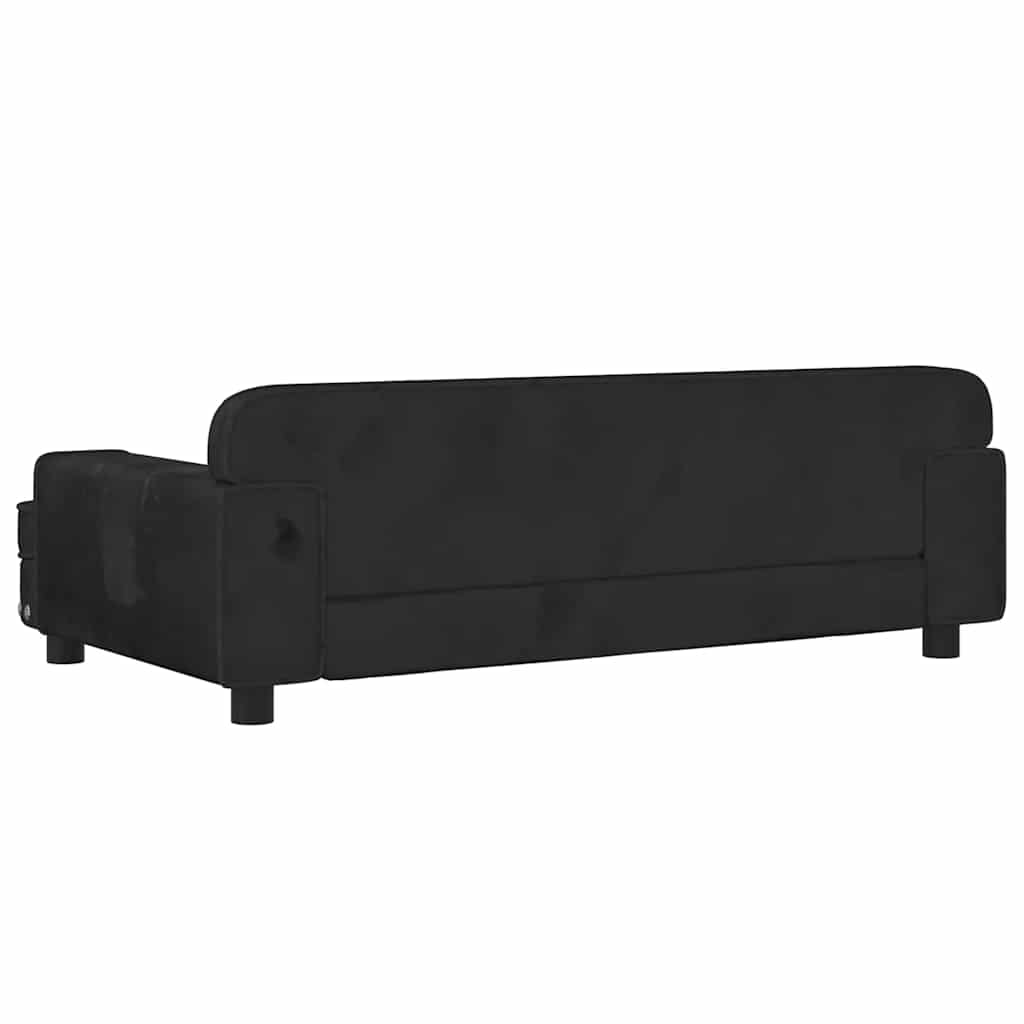 vidaXL Sofa dla dzieci, czarna, 90x53x30 cm, aksamit