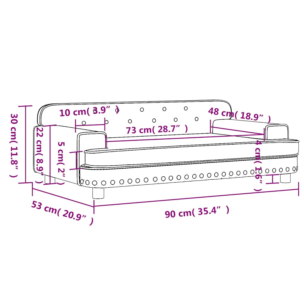 vidaXL Sofa dla dzieci, czarna, 90x53x30 cm, aksamit
