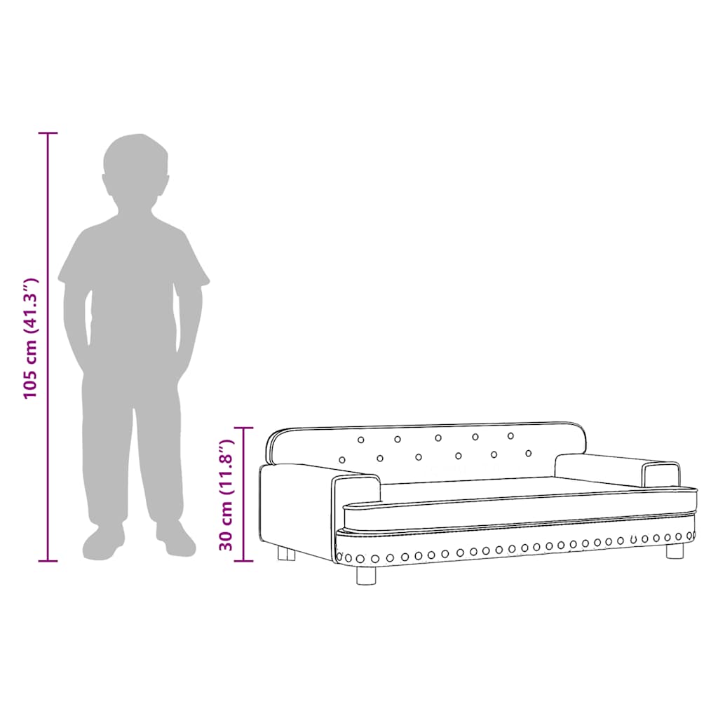 vidaXL Sofa dla dzieci, czarna, 90x53x30 cm, aksamit