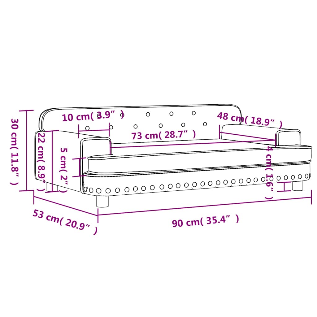 vidaXL Sofa dla dzieci, kremowa, 90x53x30 cm, aksamit
