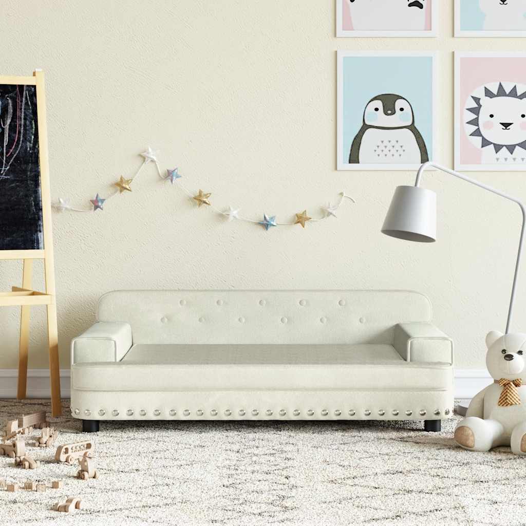 vidaXL Sofa dla dzieci, kremowa, 90x53x30 cm, aksamit