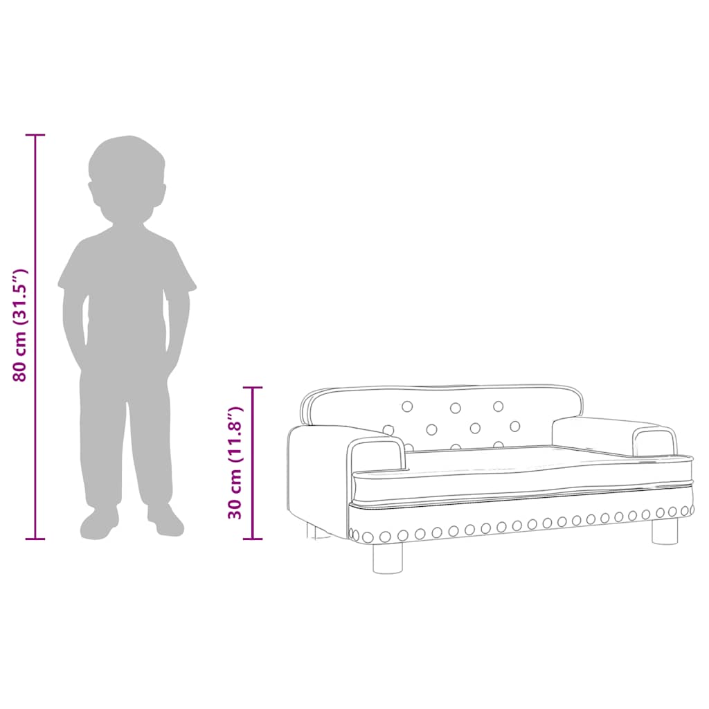 vidaXL Sofa dla dzieci, niebieska, 70x45x30 cm, aksamit