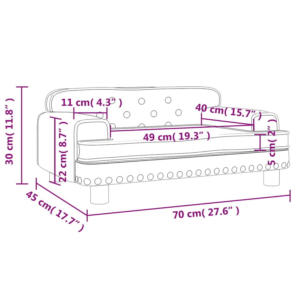 vidaXL Sofa dla dzieci, jasnoszara, 70x45x30 cm, aksamit