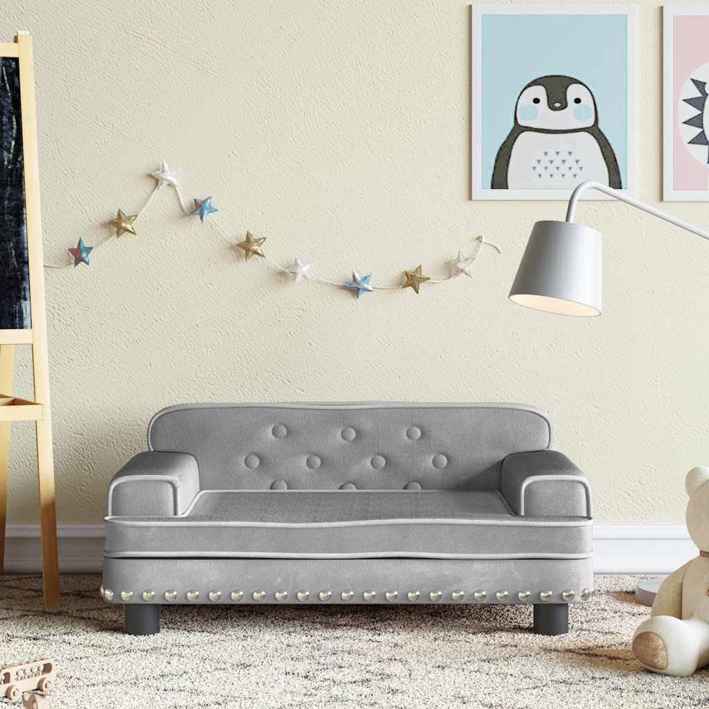 vidaXL Sofa dla dzieci, jasnoszara, 70x45x30 cm, aksamit