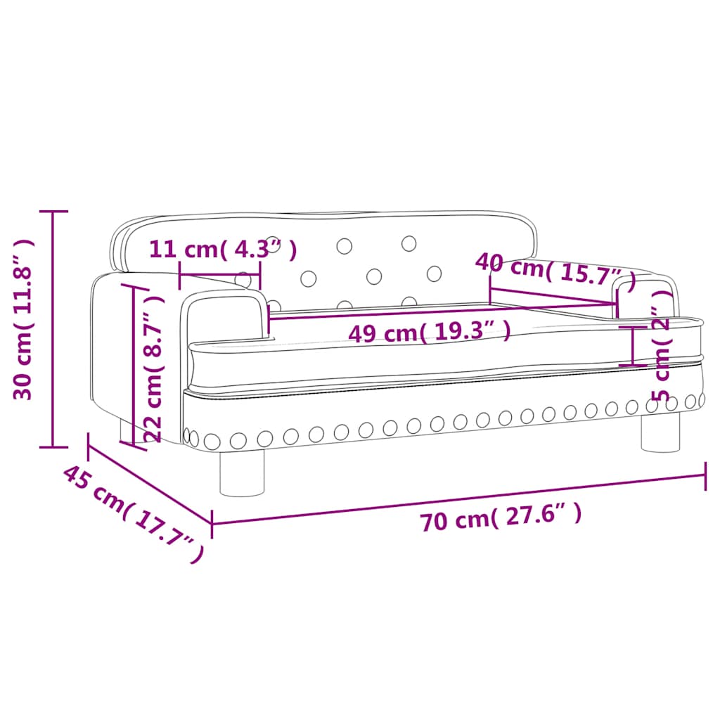 vidaXL Sofa dla dzieci, ciemnoszara, 70x45x30 cm, aksamit