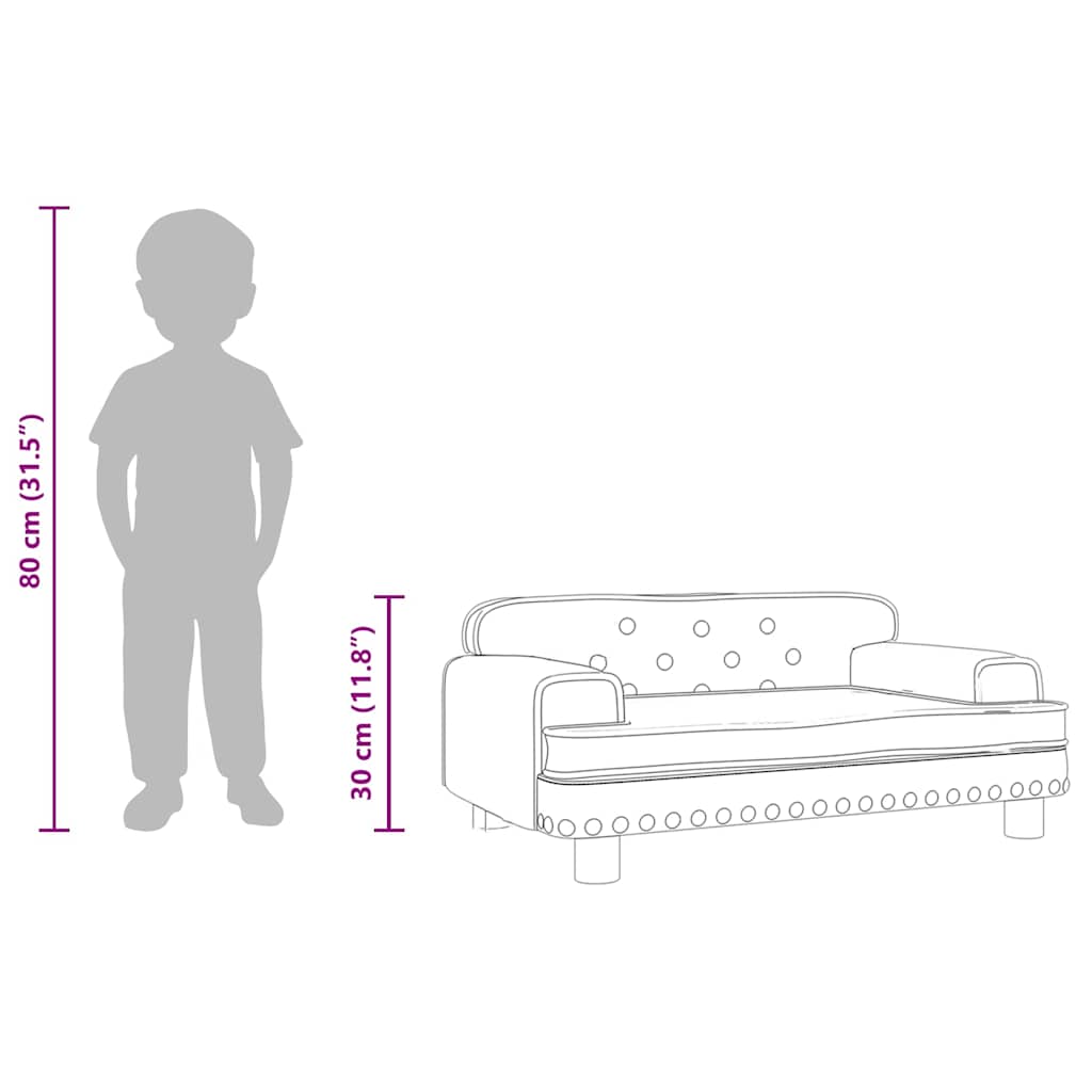 vidaXL Sofa dla dzieci, ciemnoszara, 70x45x30 cm, aksamit