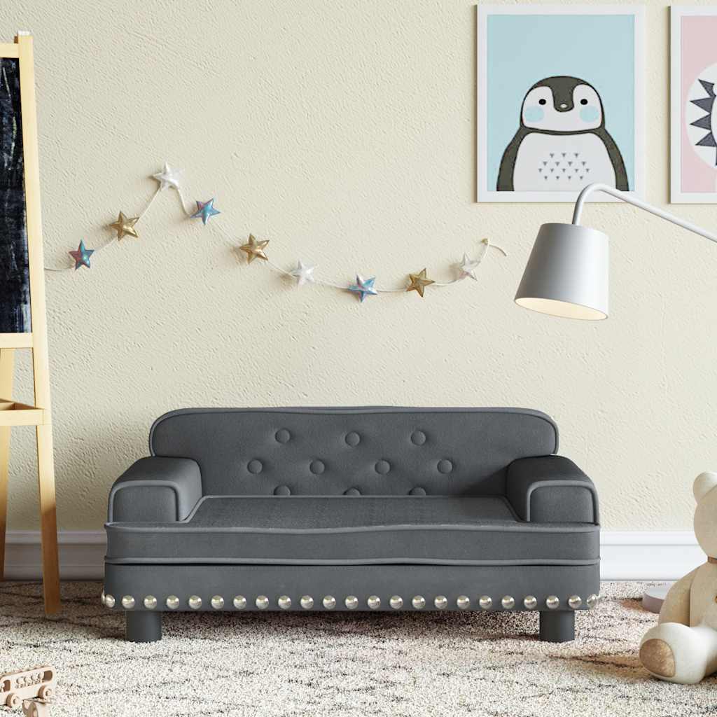 vidaXL Sofa dla dzieci, ciemnoszara, 70x45x30 cm, aksamit
