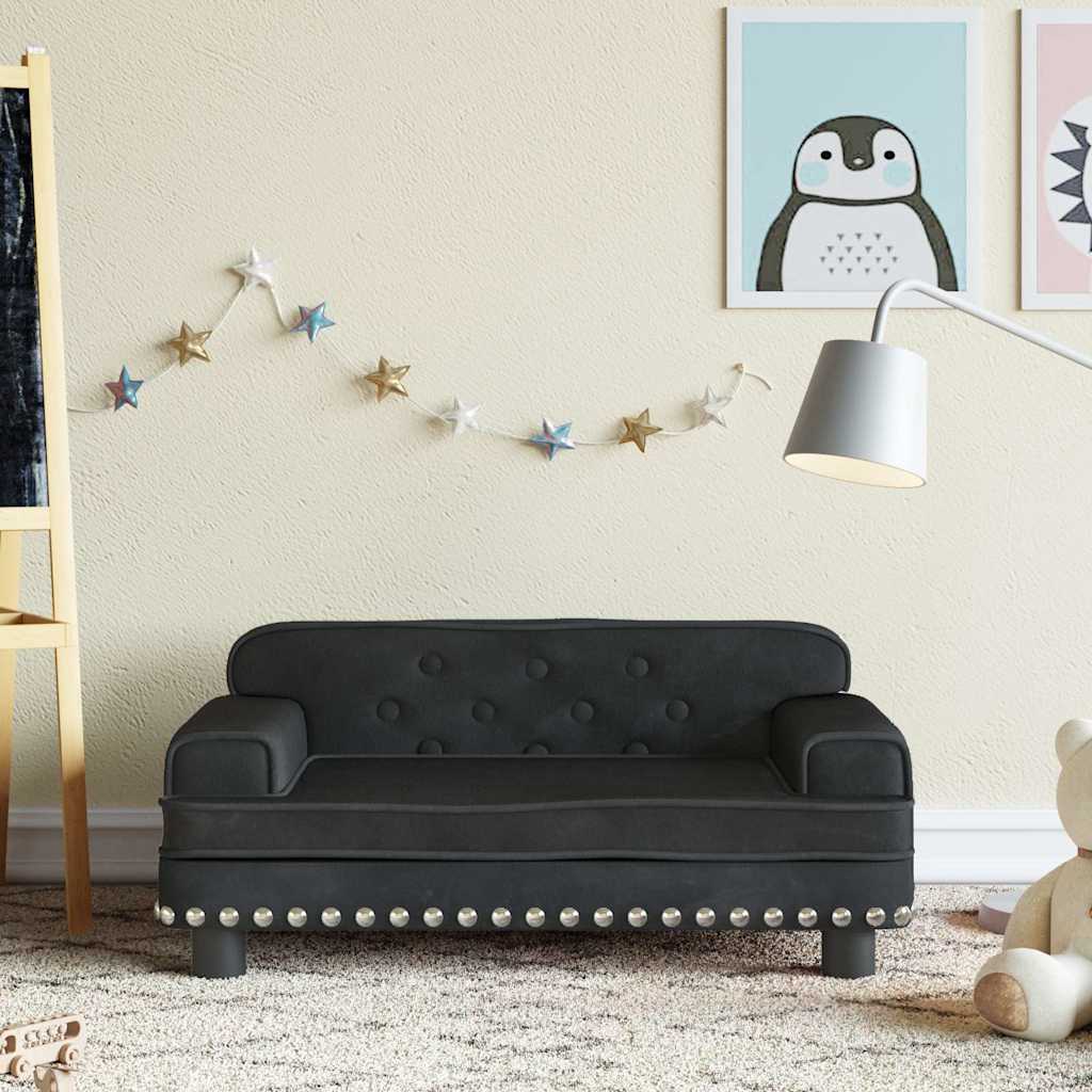 vidaXL Sofa dla dzieci, czarna, 70x45x30 cm, aksamit