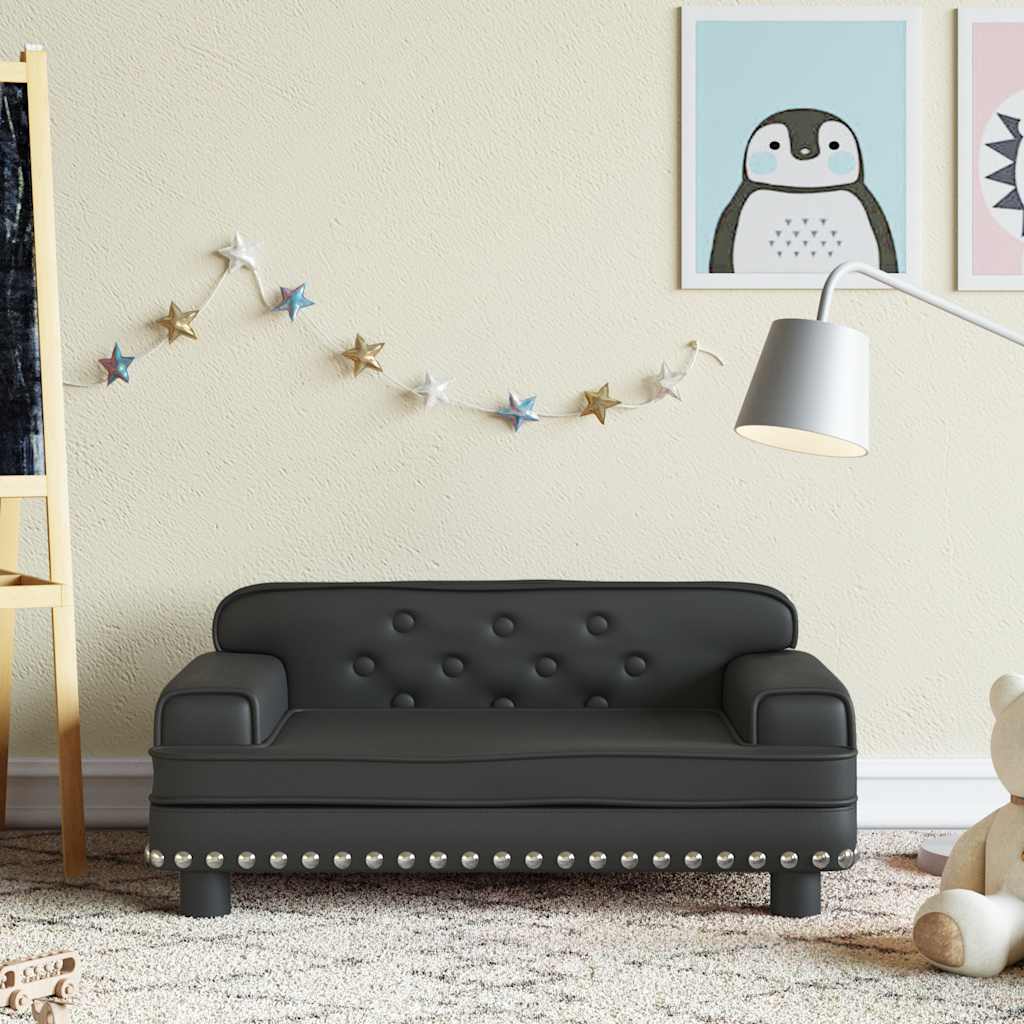 vidaXL Sofa dla dzieci, czarna, 70x45x30 cm, sztuczna skóra