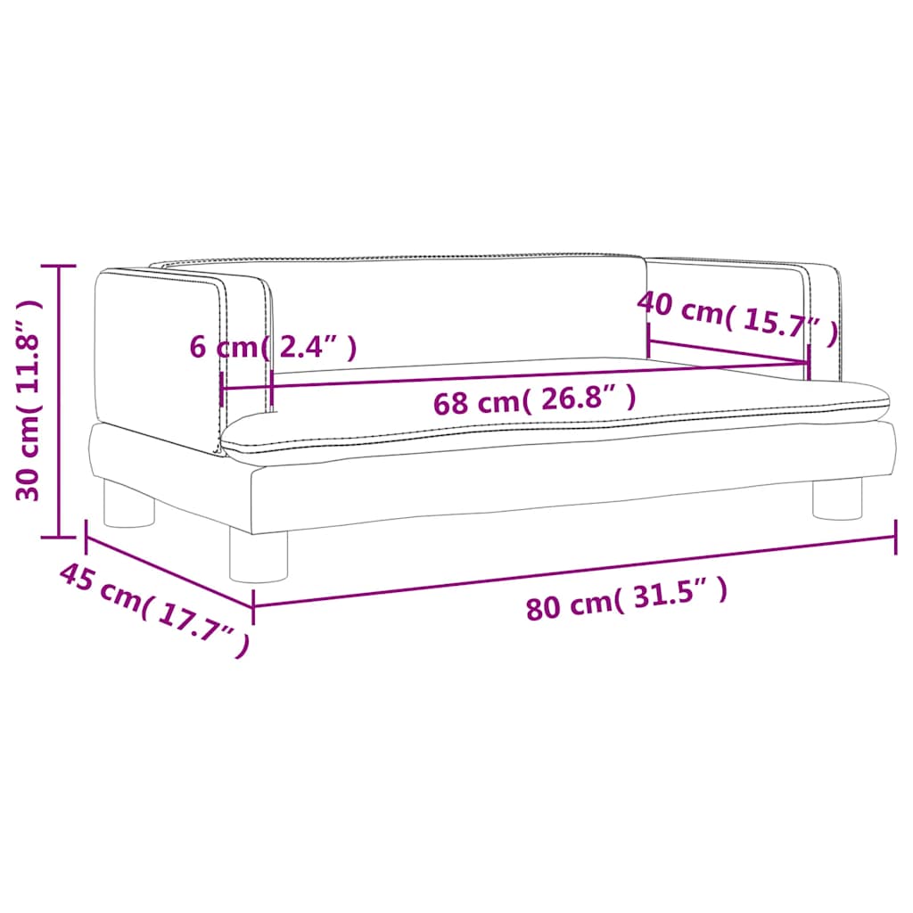 vidaXL Sofa dla dzieci, niebieska, 80x45x30 cm, aksamit