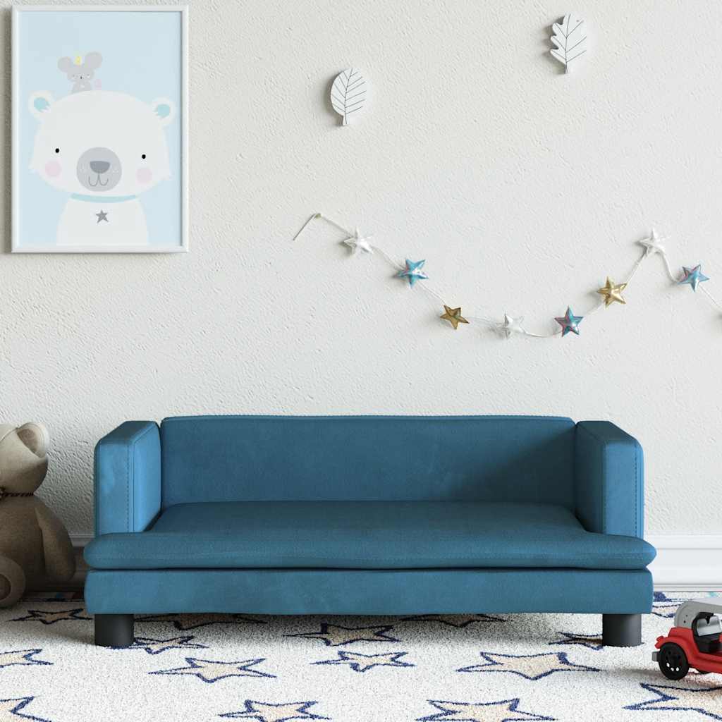 vidaXL Sofa dla dzieci, niebieska, 80x45x30 cm, aksamit