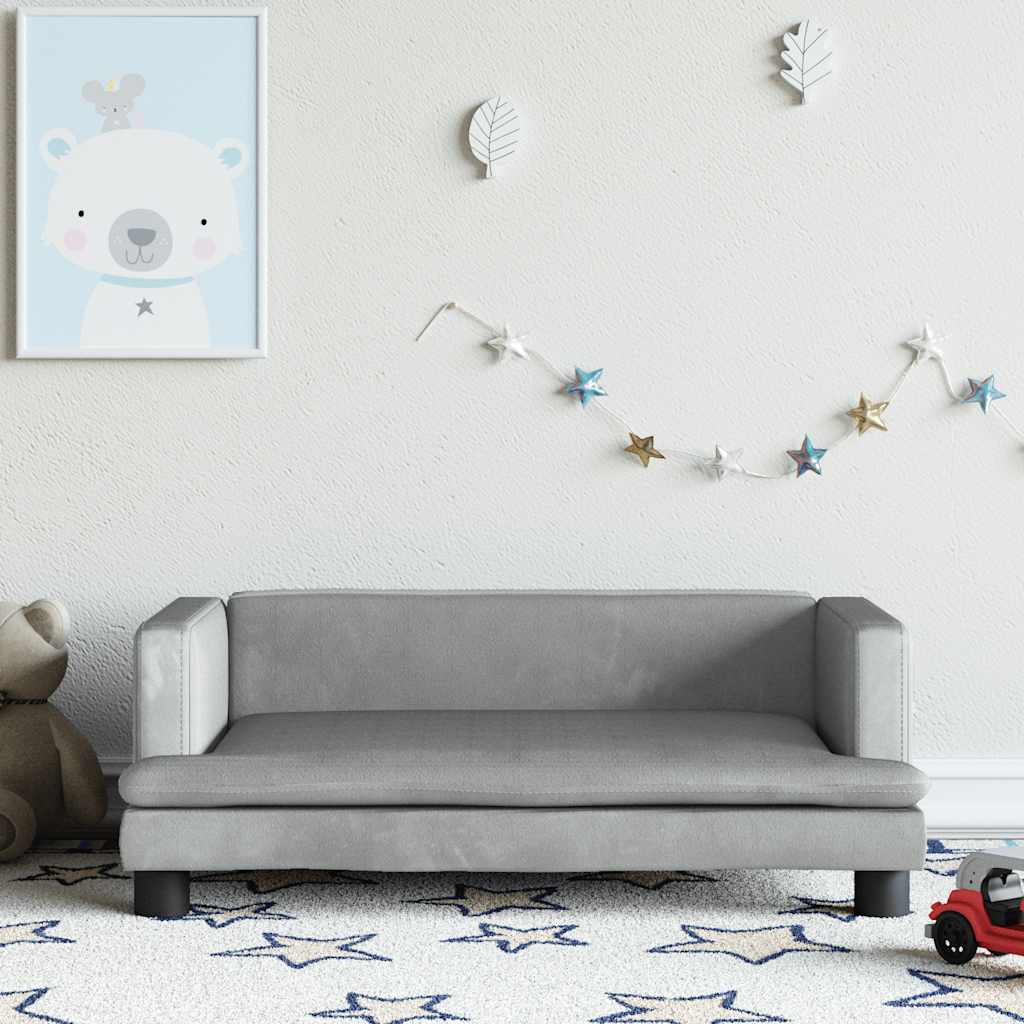 vidaXL Sofa dla dzieci, jasnoszara, 80x45x30 cm, aksamit
