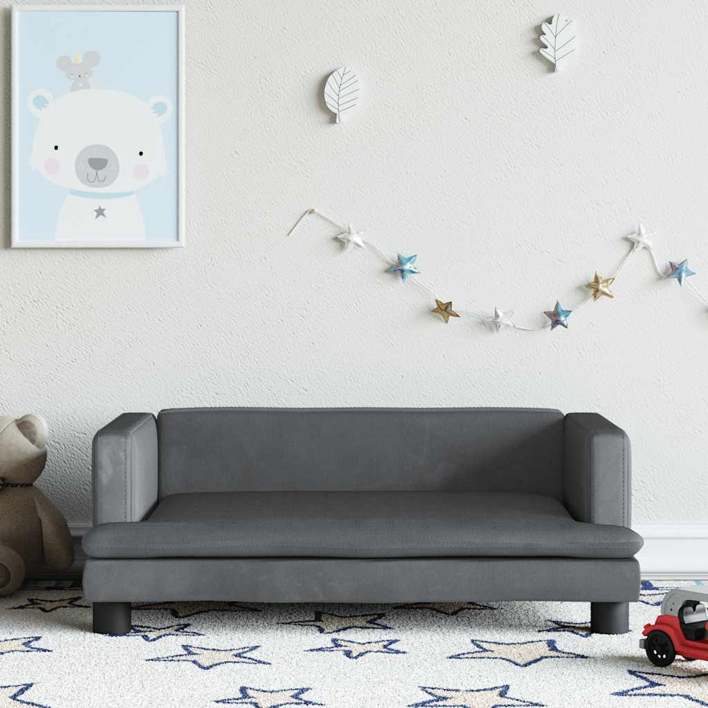 vidaXL Sofa dla dzieci, ciemnoszara, 80x45x30 cm, aksamit