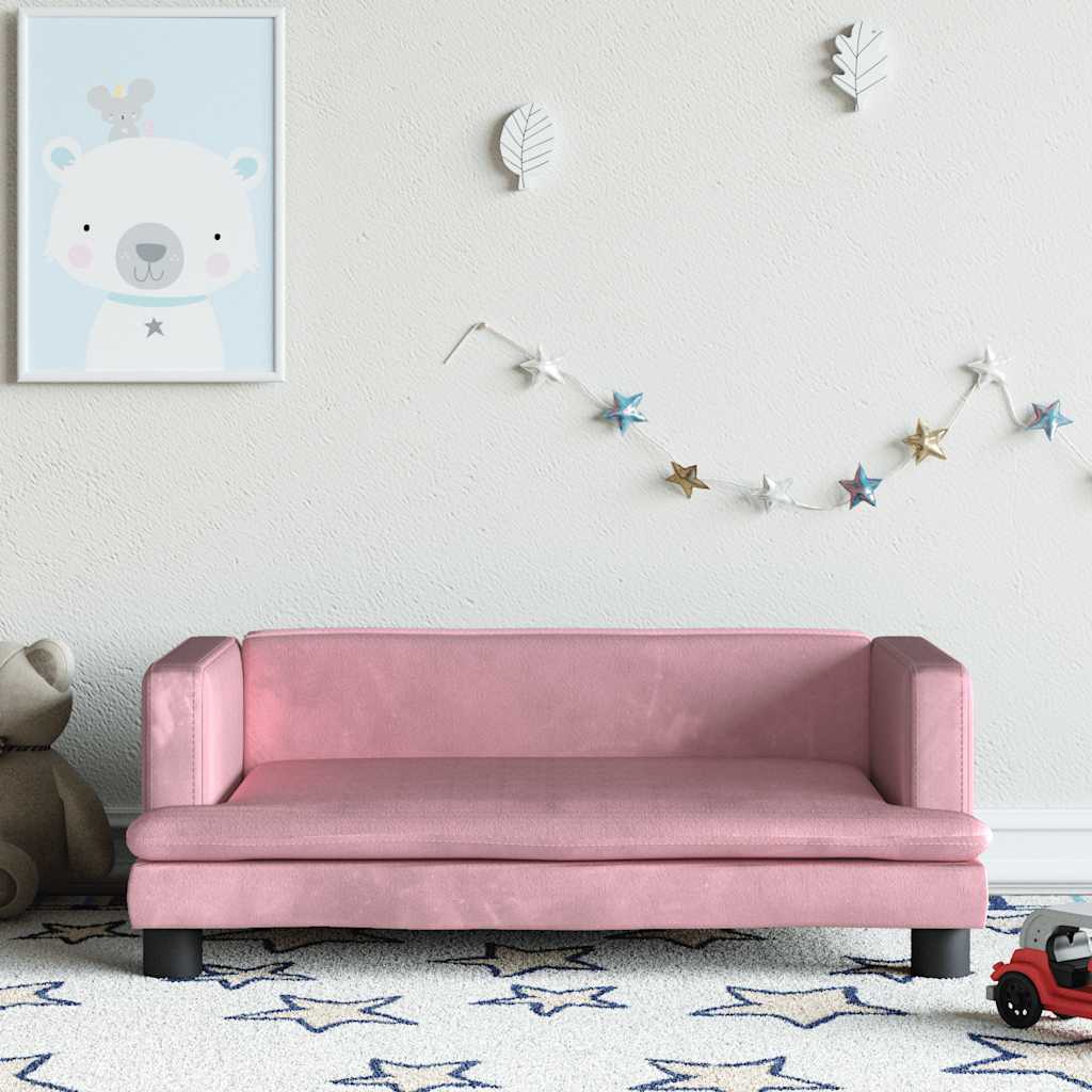 vidaXL Sofa dla dzieci, różowa, 80x45x30 cm, aksamit