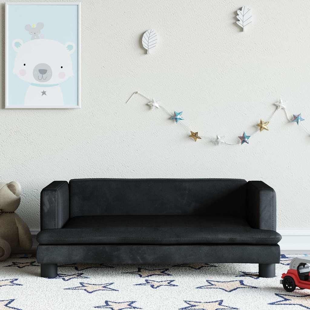vidaXL Sofa dla dzieci, czarna, 80x45x30 cm, aksamit