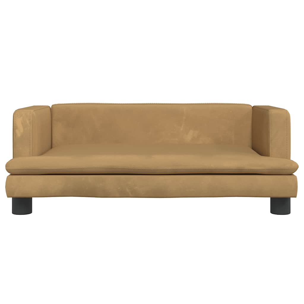 vidaXL Sofa dla dzieci, brązowa, 80x45x30 cm, aksamit