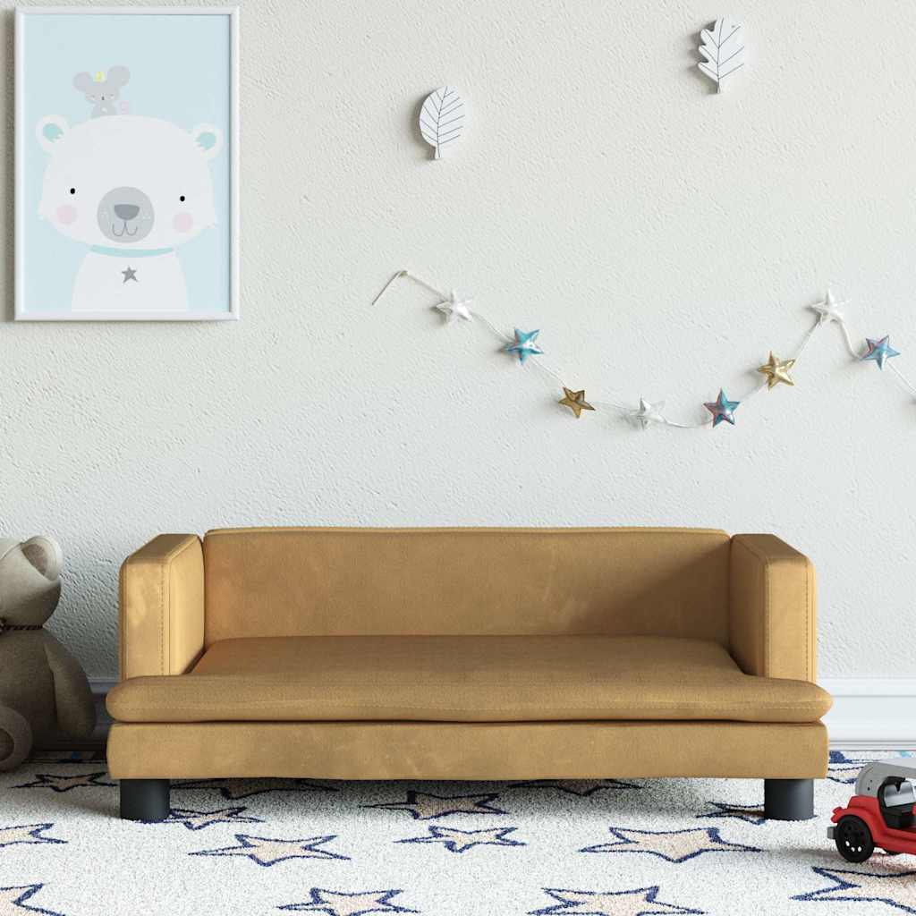 vidaXL Sofa dla dzieci, brązowa, 80x45x30 cm, aksamit