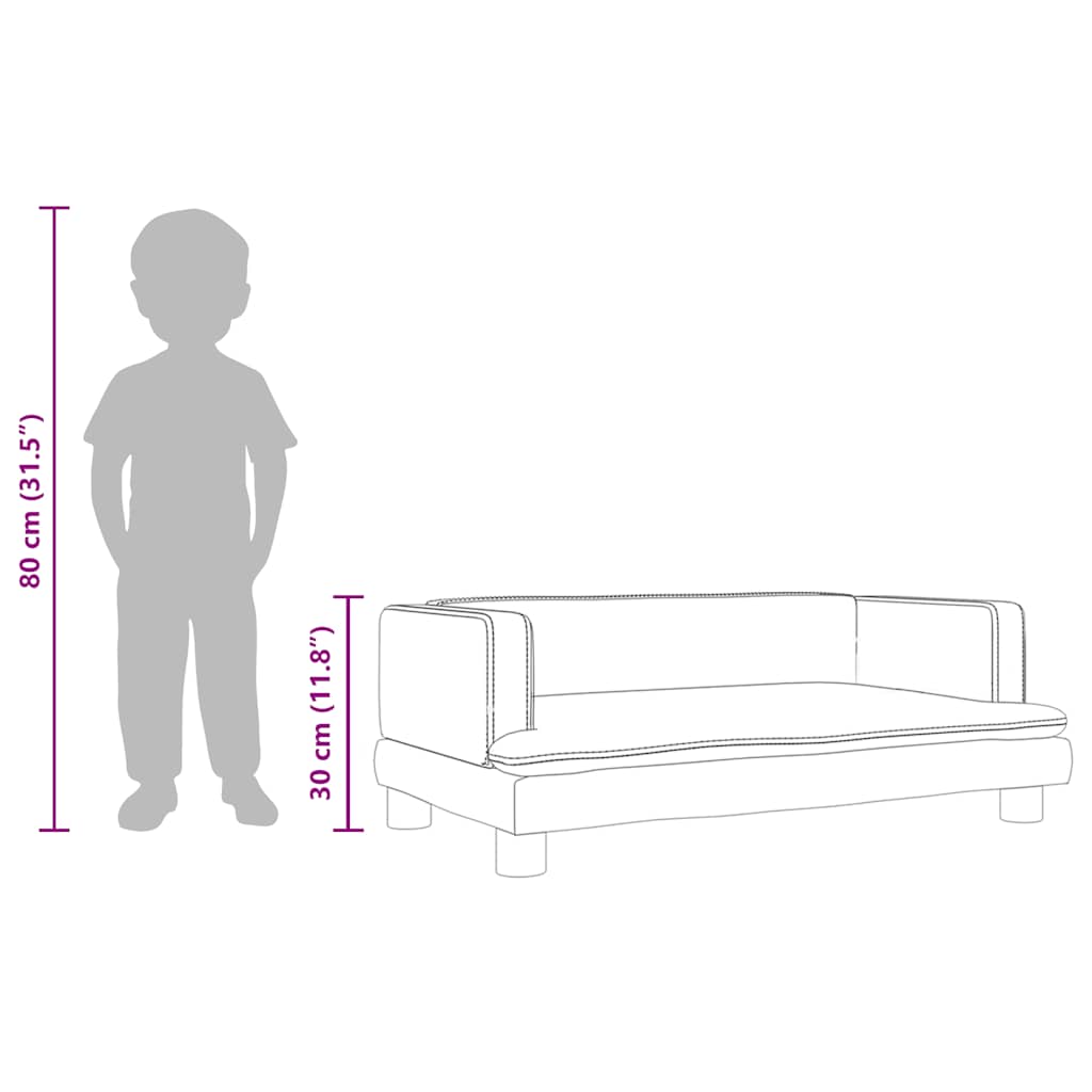 vidaXL Sofa dla dzieci, kremowa, 80x45x30 cm, aksamit