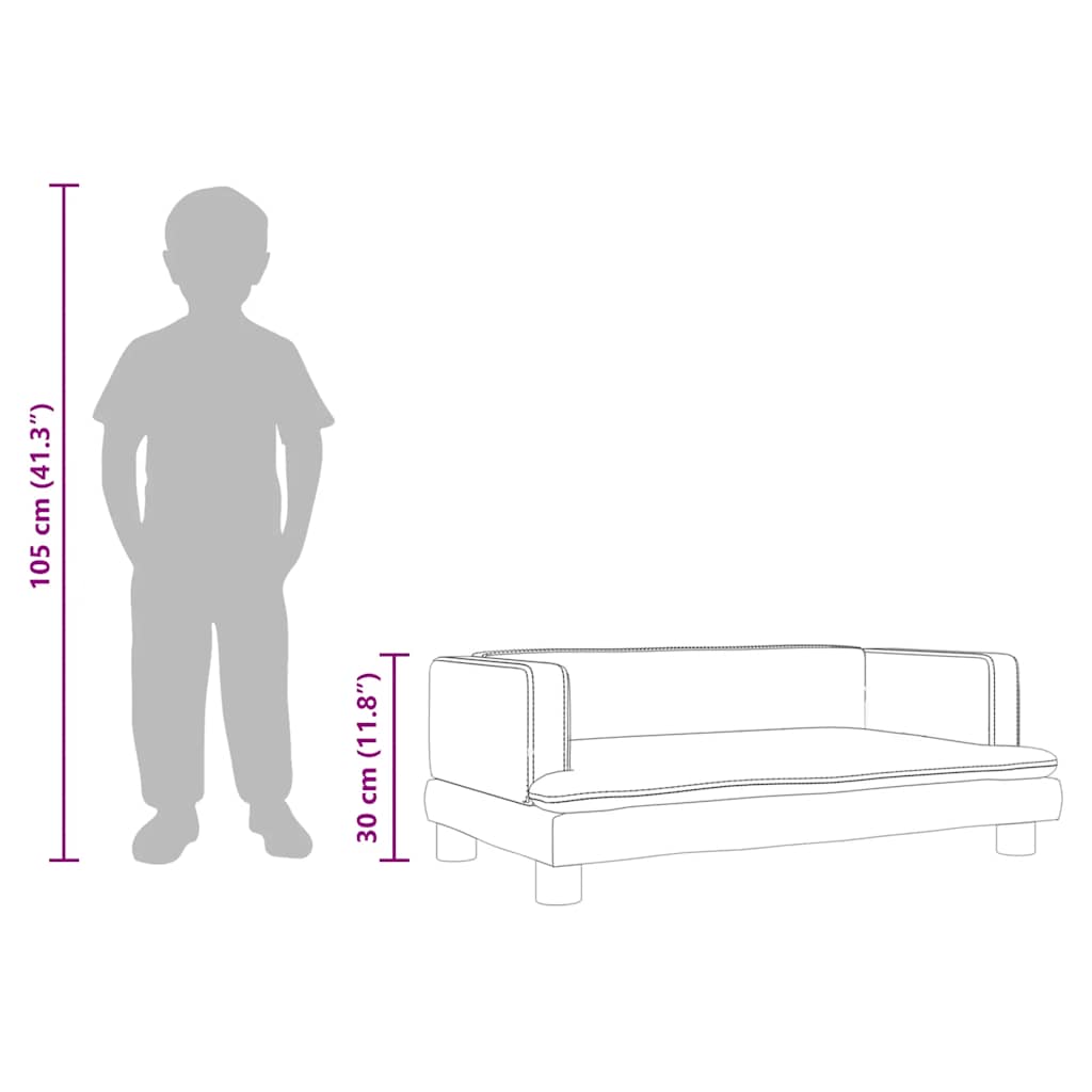 vidaXL Sofa dla dzieci, kremowa, 80x45x30 cm, aksamit