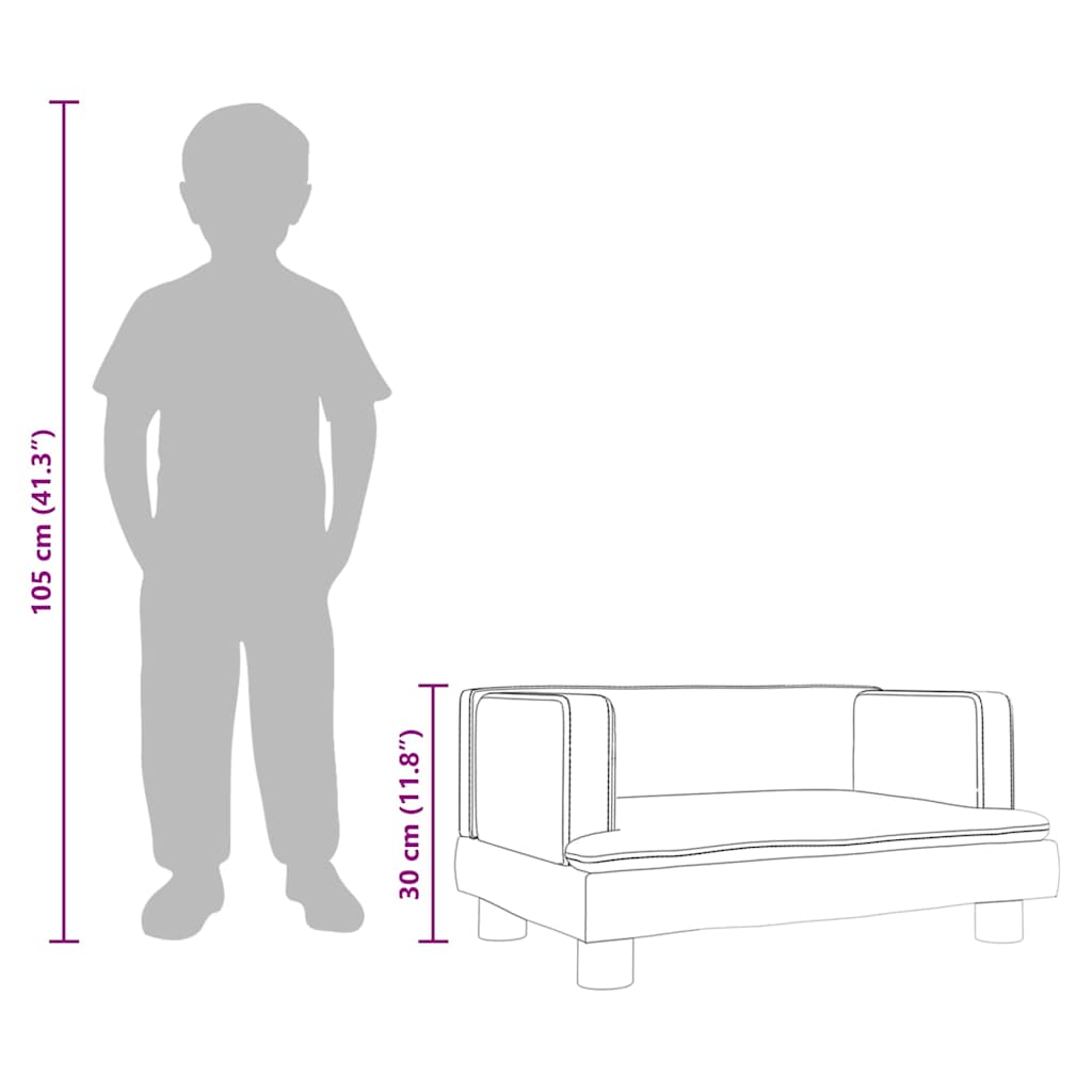 vidaXL Sofa dla dzieci, jasnoszara, 60x40x30 cm, aksamit