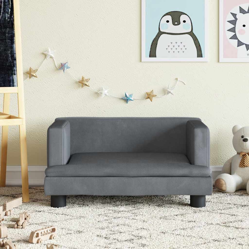 vidaXL Sofa dla dzieci, ciemnoszara, 60x40x30 cm, aksamit