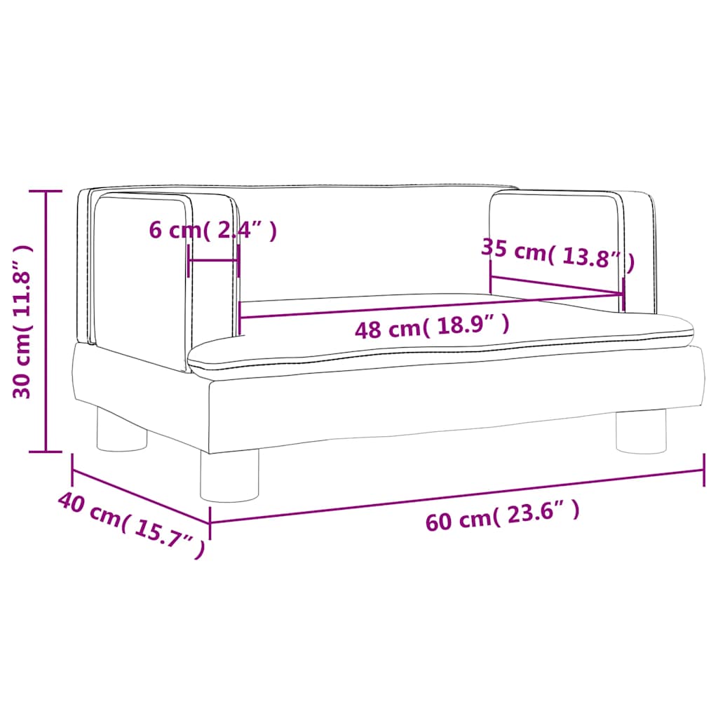 vidaXL Sofa dla dzieci, różowa, 60x40x30 cm, aksamit