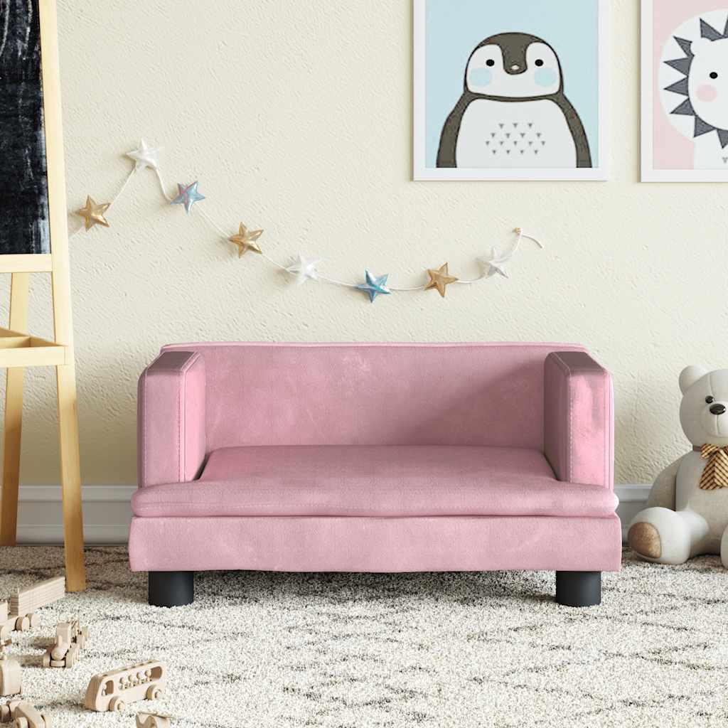 vidaXL Sofa dla dzieci, różowa, 60x40x30 cm, aksamit