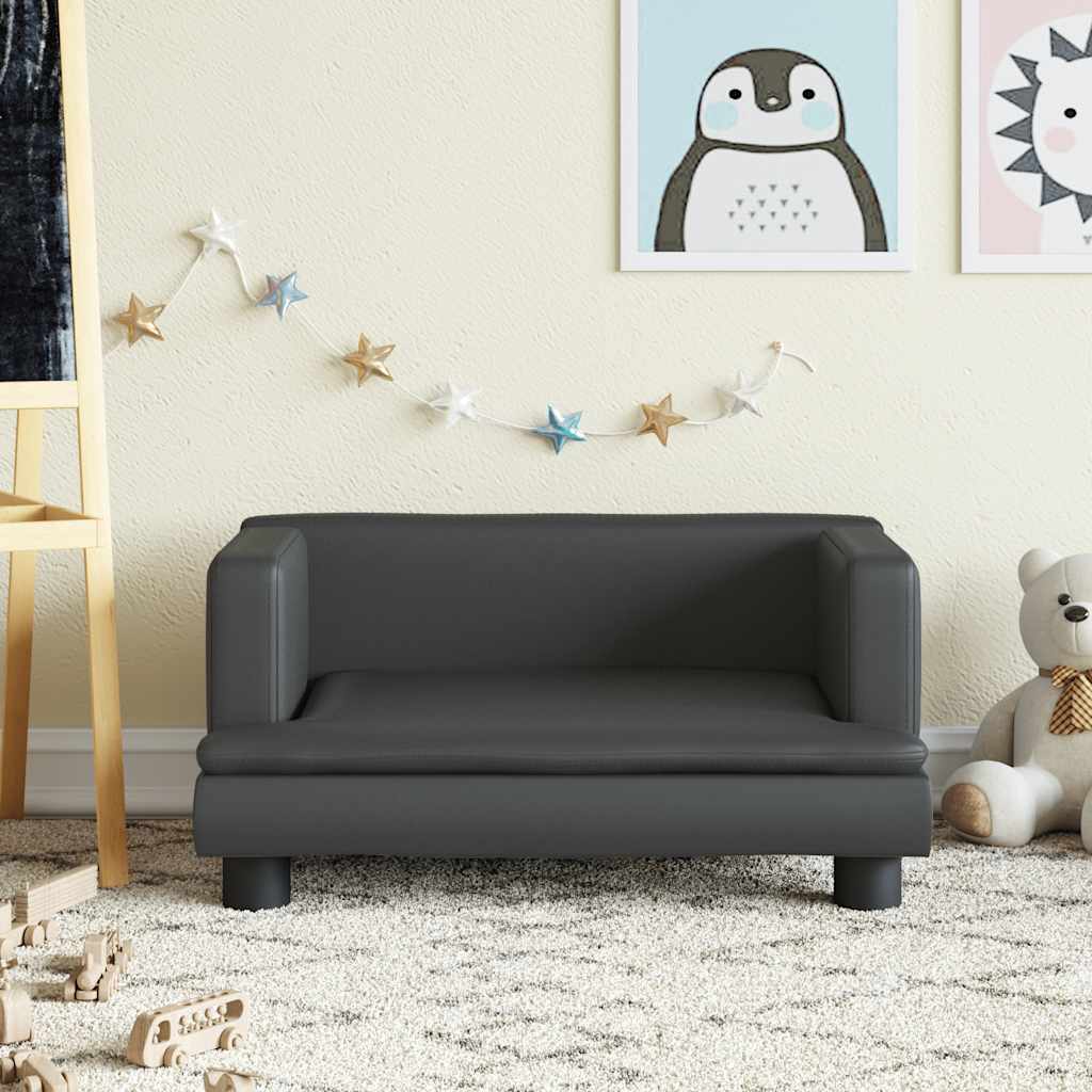 vidaXL Sofa dla dzieci, czarna, 60x40x30 cm, sztuczna skóra
