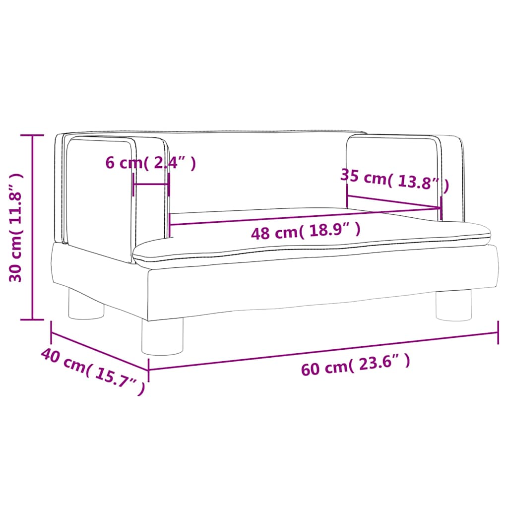 vidaXL Sofa dla dzieci, cappuccino, 60x40x30 cm, sztuczna skóra