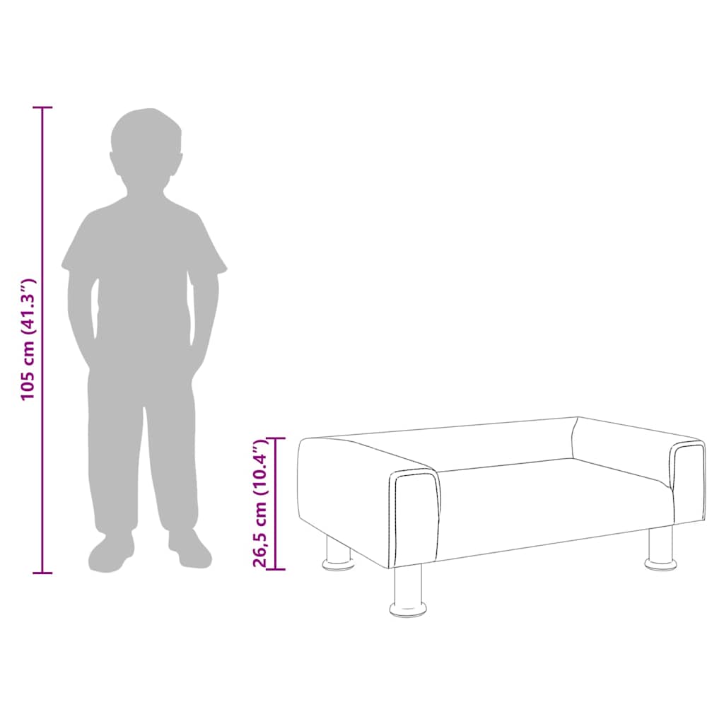 vidaXL Sofa dla dzieci, jasnoszara, 70x45x26,5 cm, aksamit