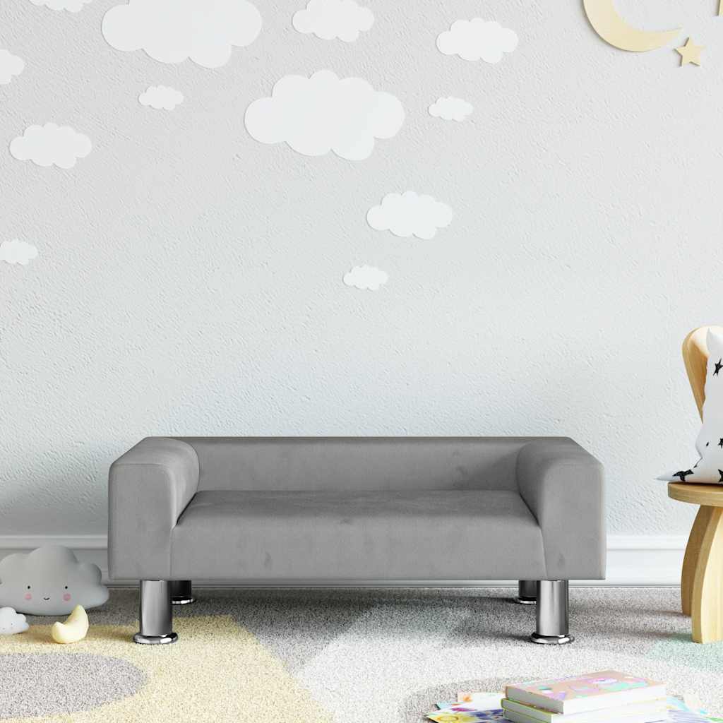 vidaXL Sofa dla dzieci, jasnoszara, 70x45x26,5 cm, aksamit
