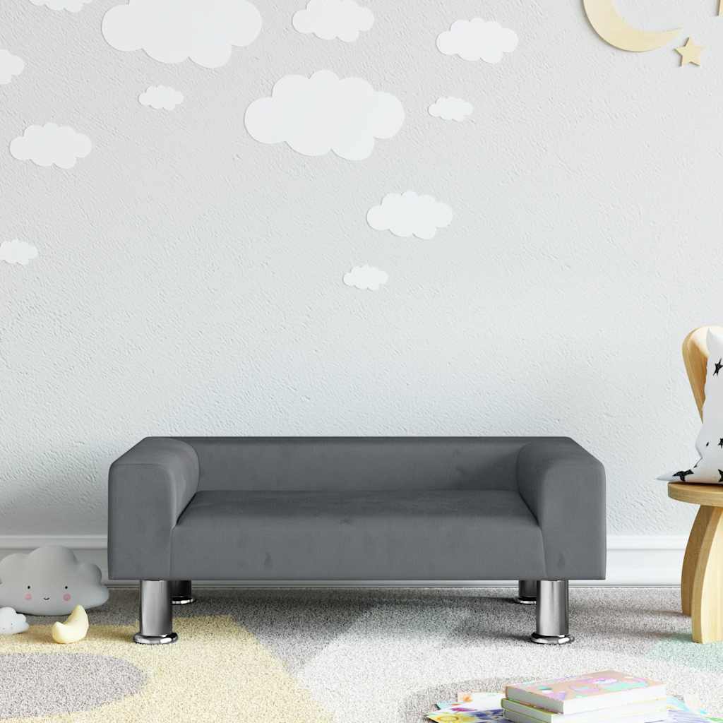 vidaXL Sofa dla dzieci, ciemnoszara, 70x45x26,5 cm, aksamit
