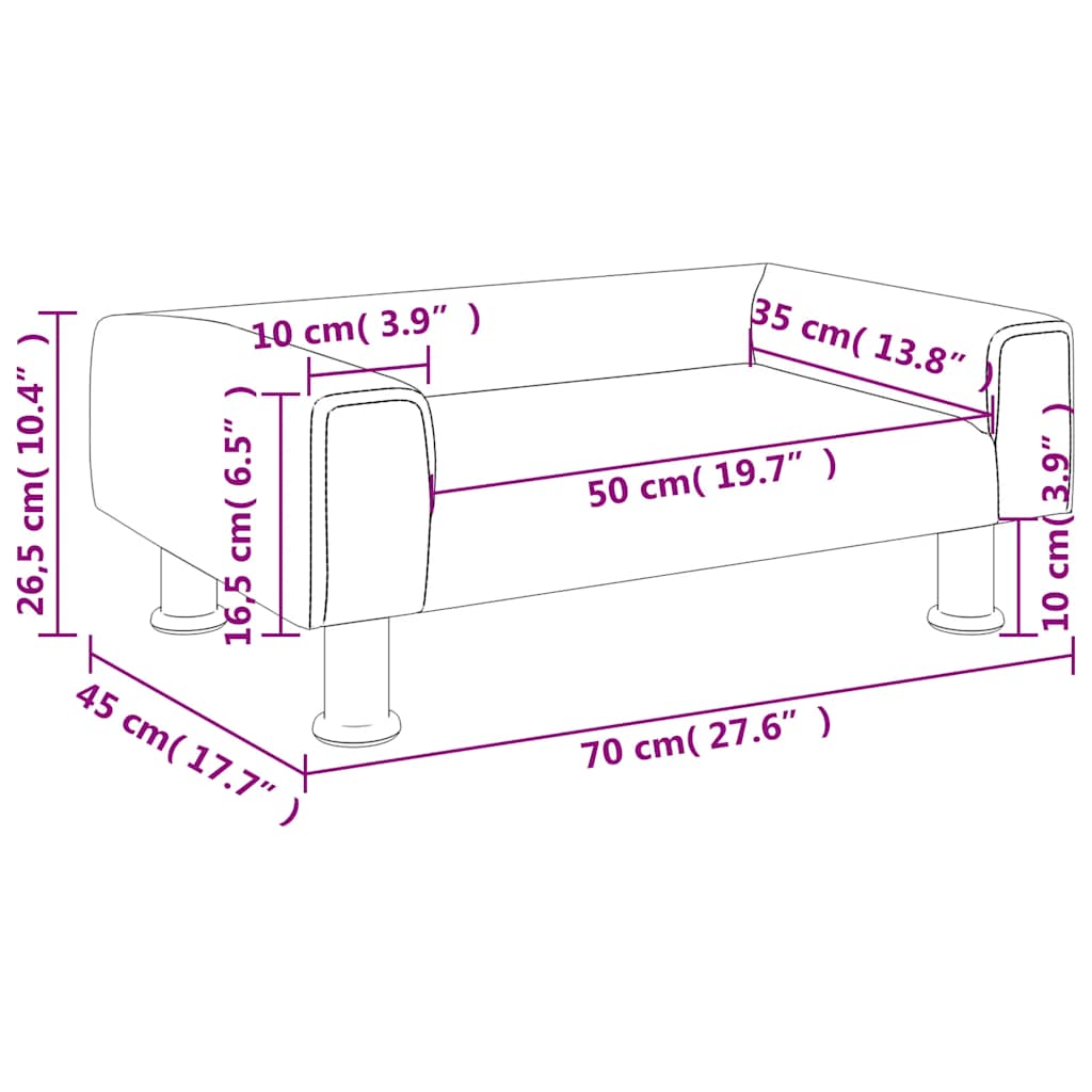 vidaXL Sofa dla dzieci, różowa, 70x45x26,5 cm, aksamit