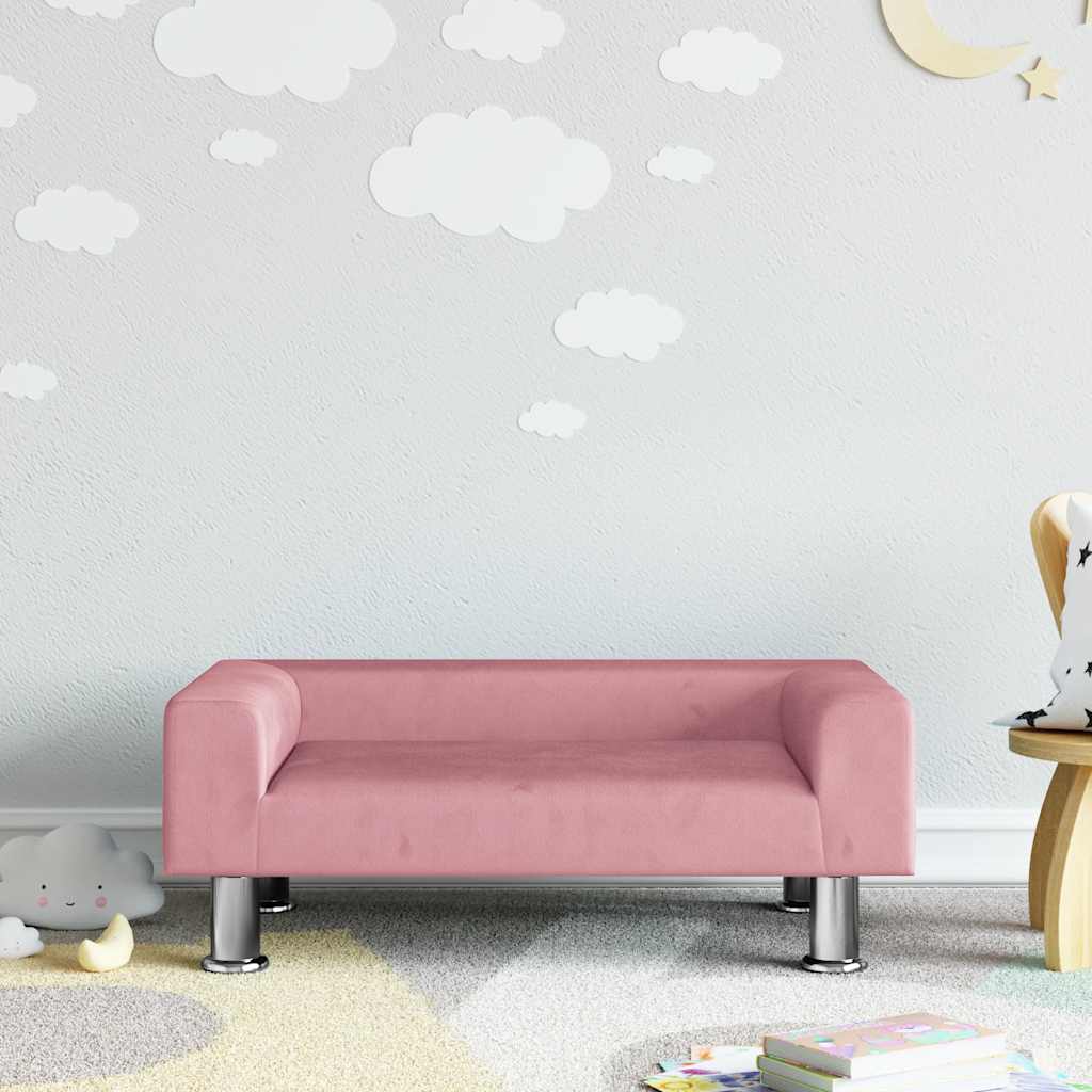 vidaXL Sofa dla dzieci, różowa, 70x45x26,5 cm, aksamit