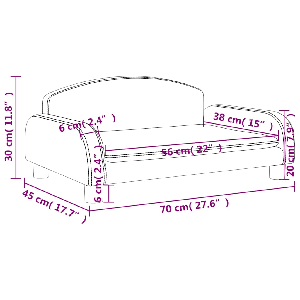 vidaXL Sofa dla dzieci, cappuccino, 70x45x30 cm, sztuczna skóra