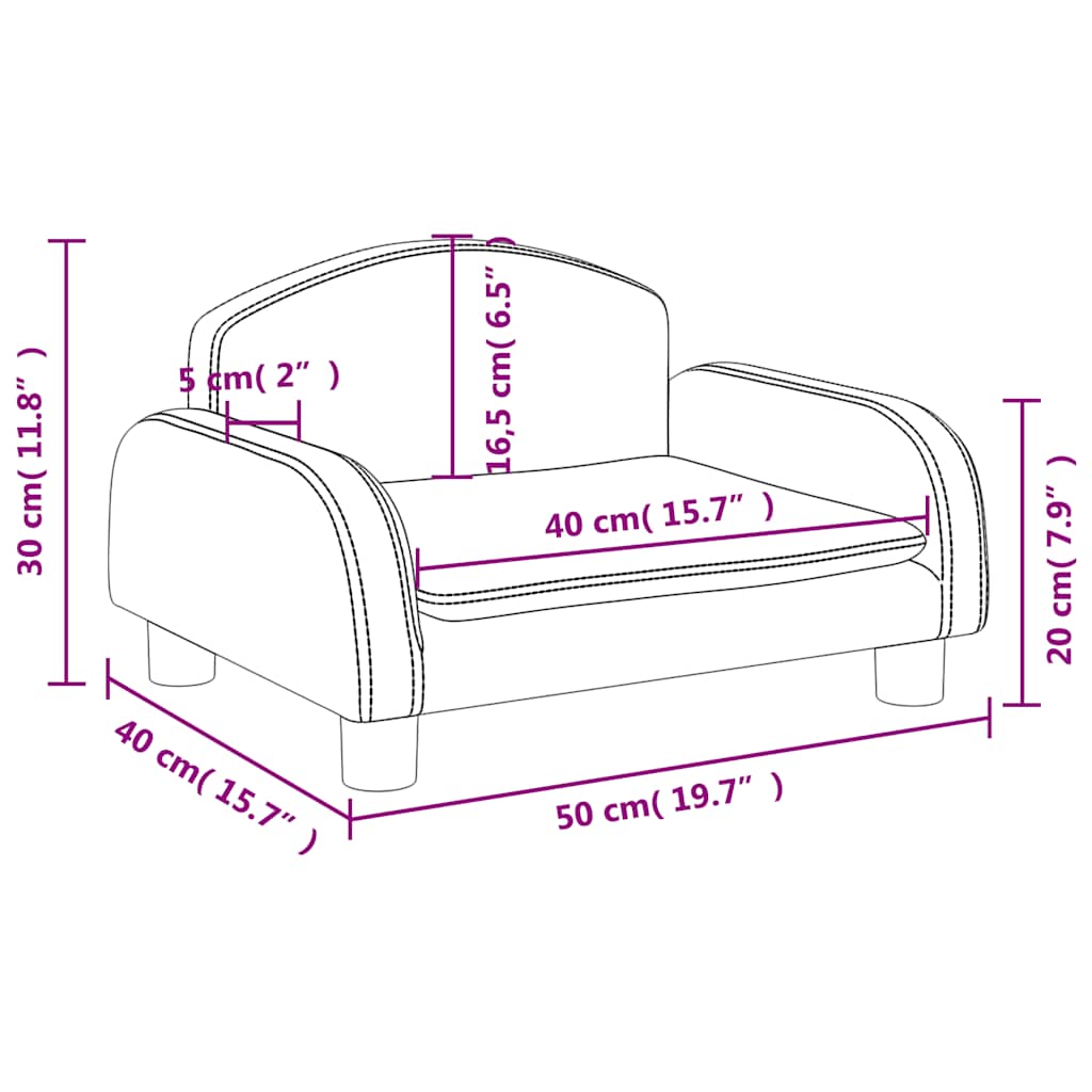 vidaXL Sofa dla dzieci, czarna, 50x40x30 cm, obita tkaniną