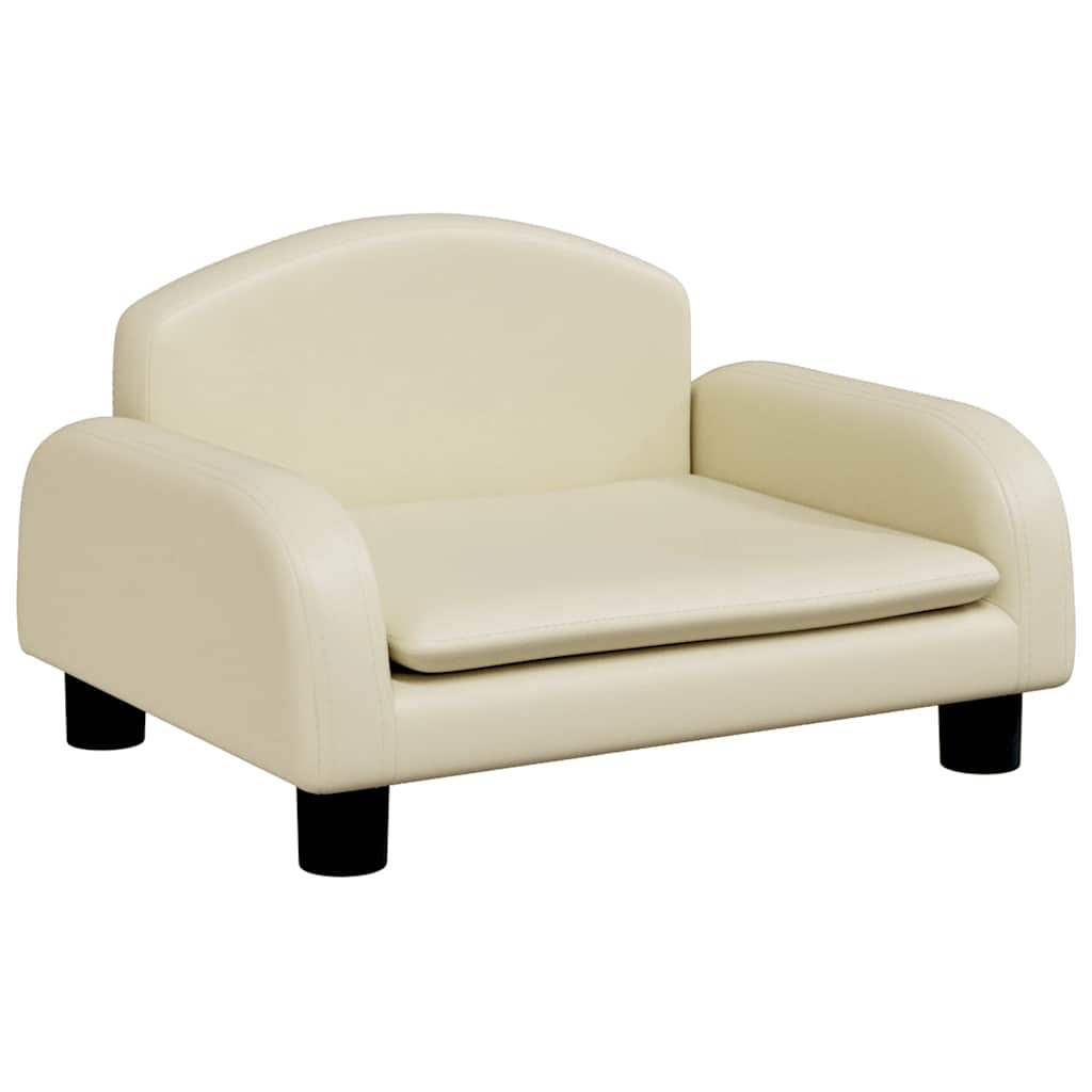 vidaXL Sofa dla dzieci, kremowa, 50x40x30 cm, sztuczna skóra