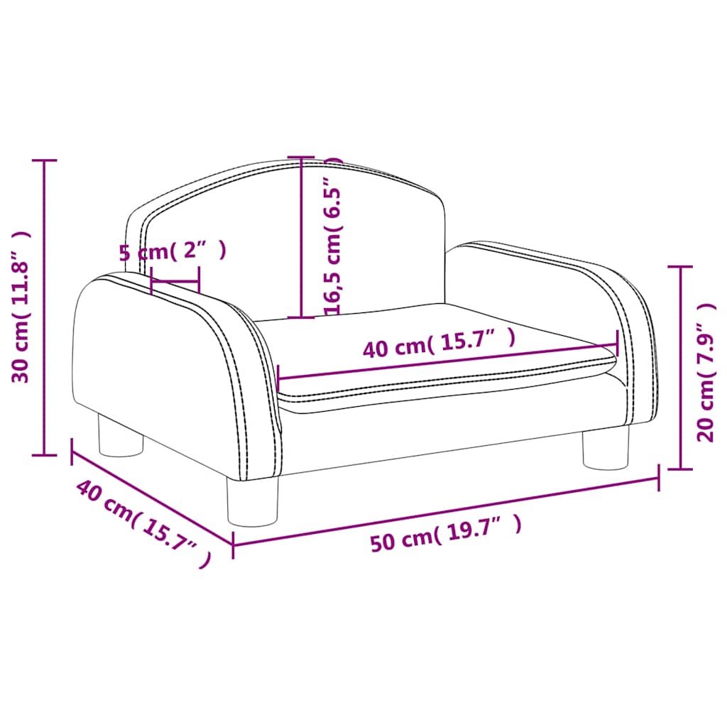 vidaXL Sofa dla dzieci, kremowa, 50x40x30 cm, sztuczna skóra