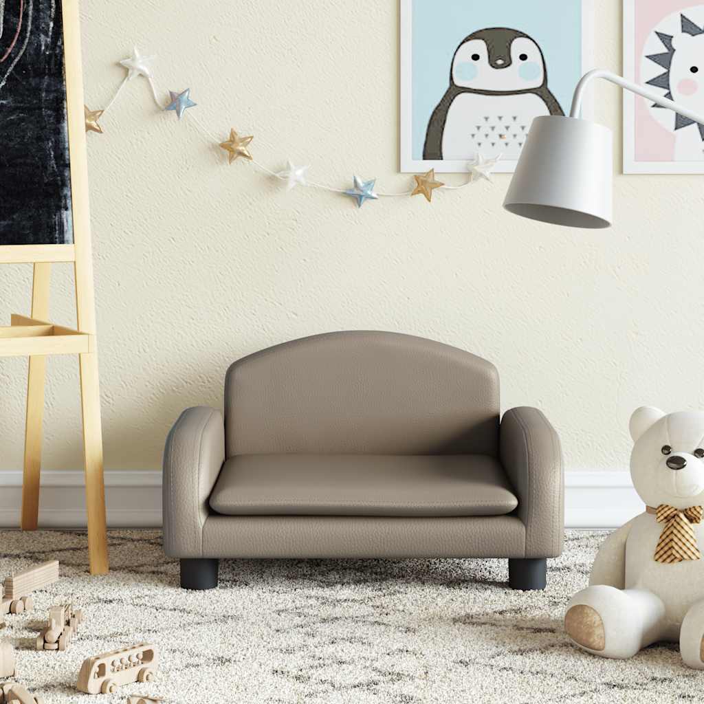 vidaXL Sofa dla dzieci, cappuccino, 50x40x30 cm, sztuczna skóra