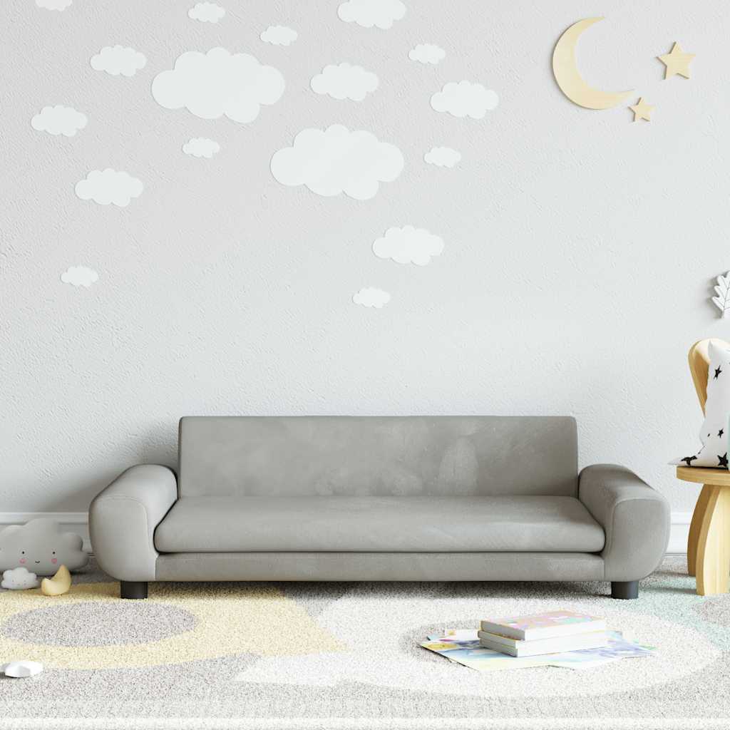 vidaXL Sofa dla dzieci, jasnoszara, 100x54x33 cm, aksamit