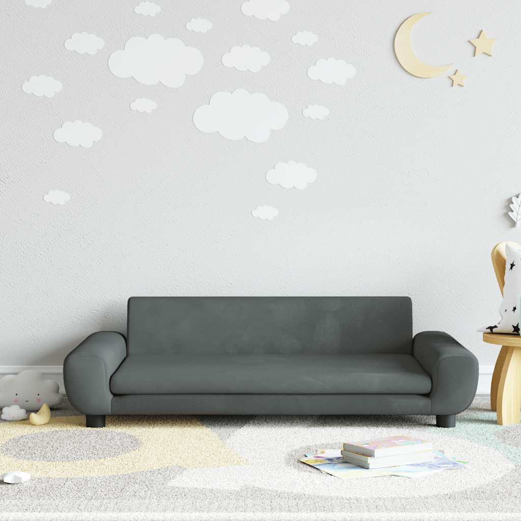 vidaXL Sofa dla dzieci, ciemnoszara, 100x54x33 cm, aksamit