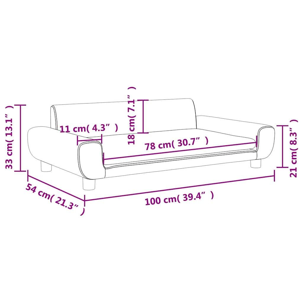 vidaXL Sofa dla dzieci, czarna, 100x54x33 cm, aksamit