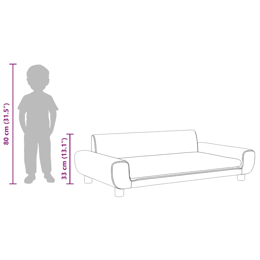vidaXL Sofa dla dzieci, czarna, 100x54x33 cm, aksamit