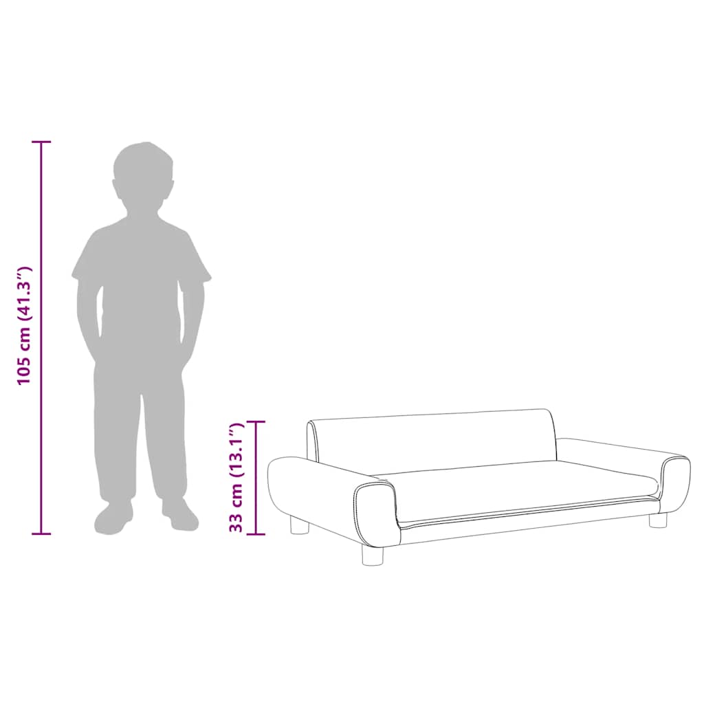 vidaXL Sofa dla dzieci, czarna, 100x54x33 cm, aksamit