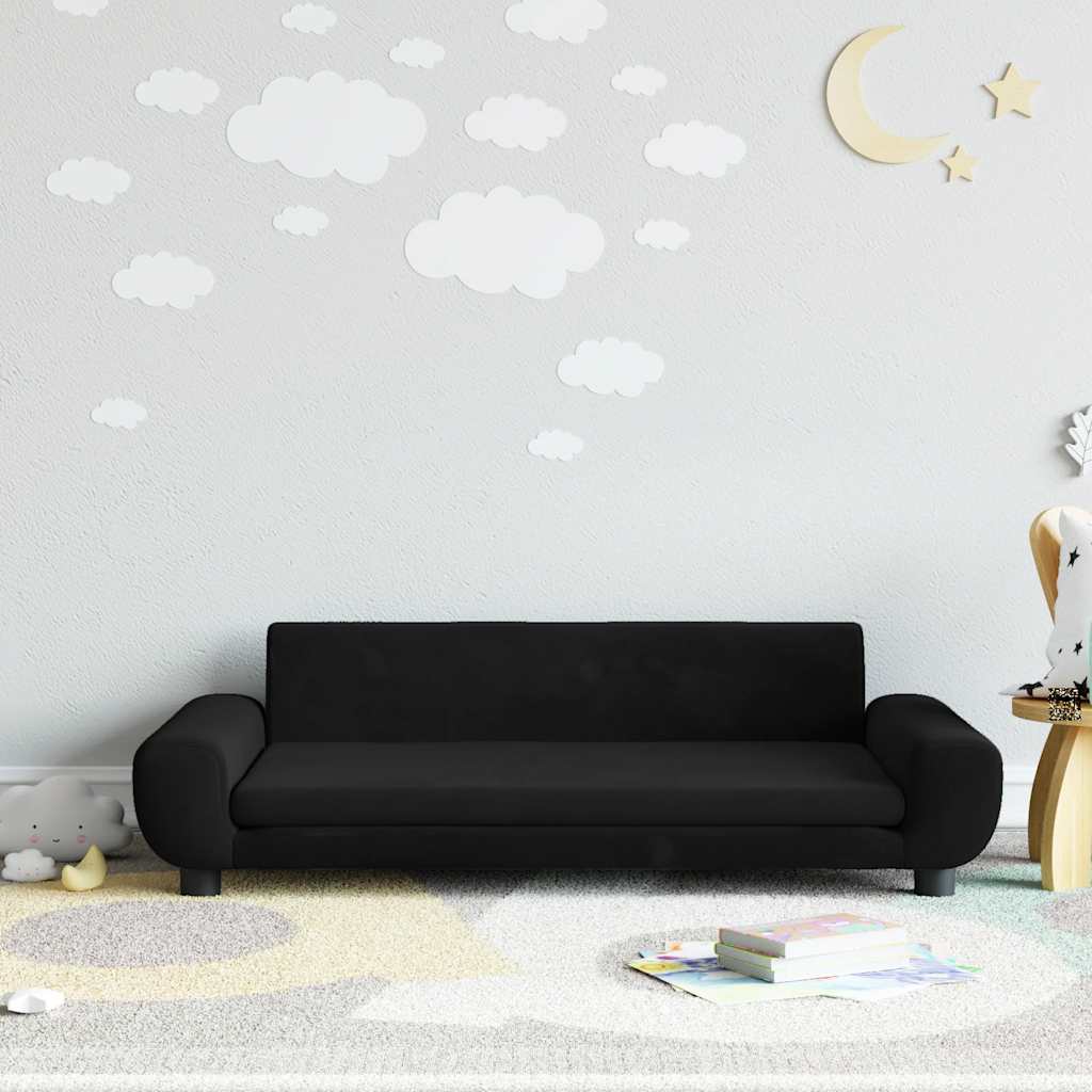 vidaXL Sofa dla dzieci, czarna, 100x54x33 cm, aksamit