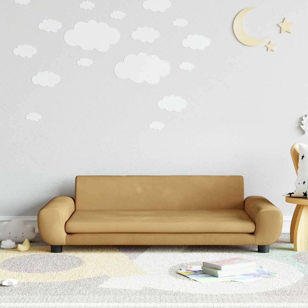 vidaXL Sofa dla dzieci, brązowa, 100x54x33 cm, aksamit