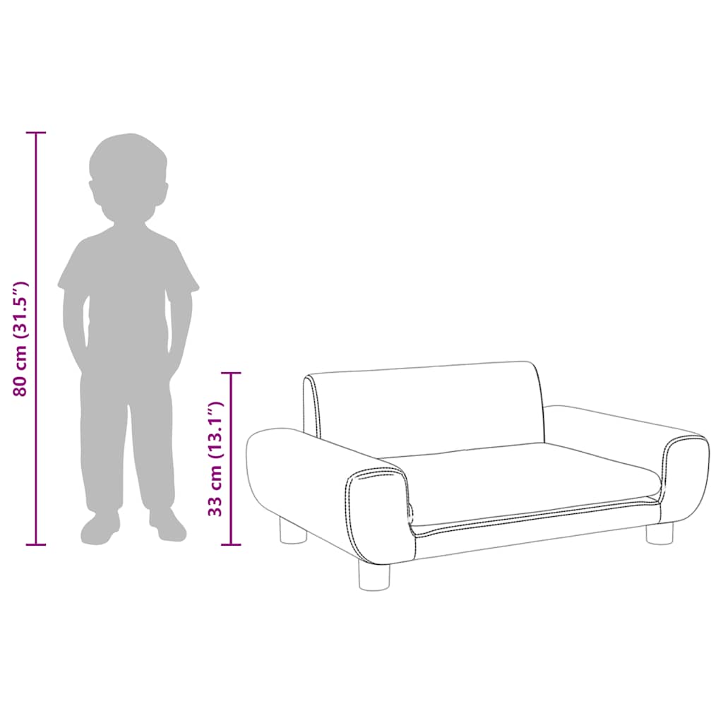 vidaXL Sofa dla dzieci, jasnoszara, 70x45x33 cm, aksamit