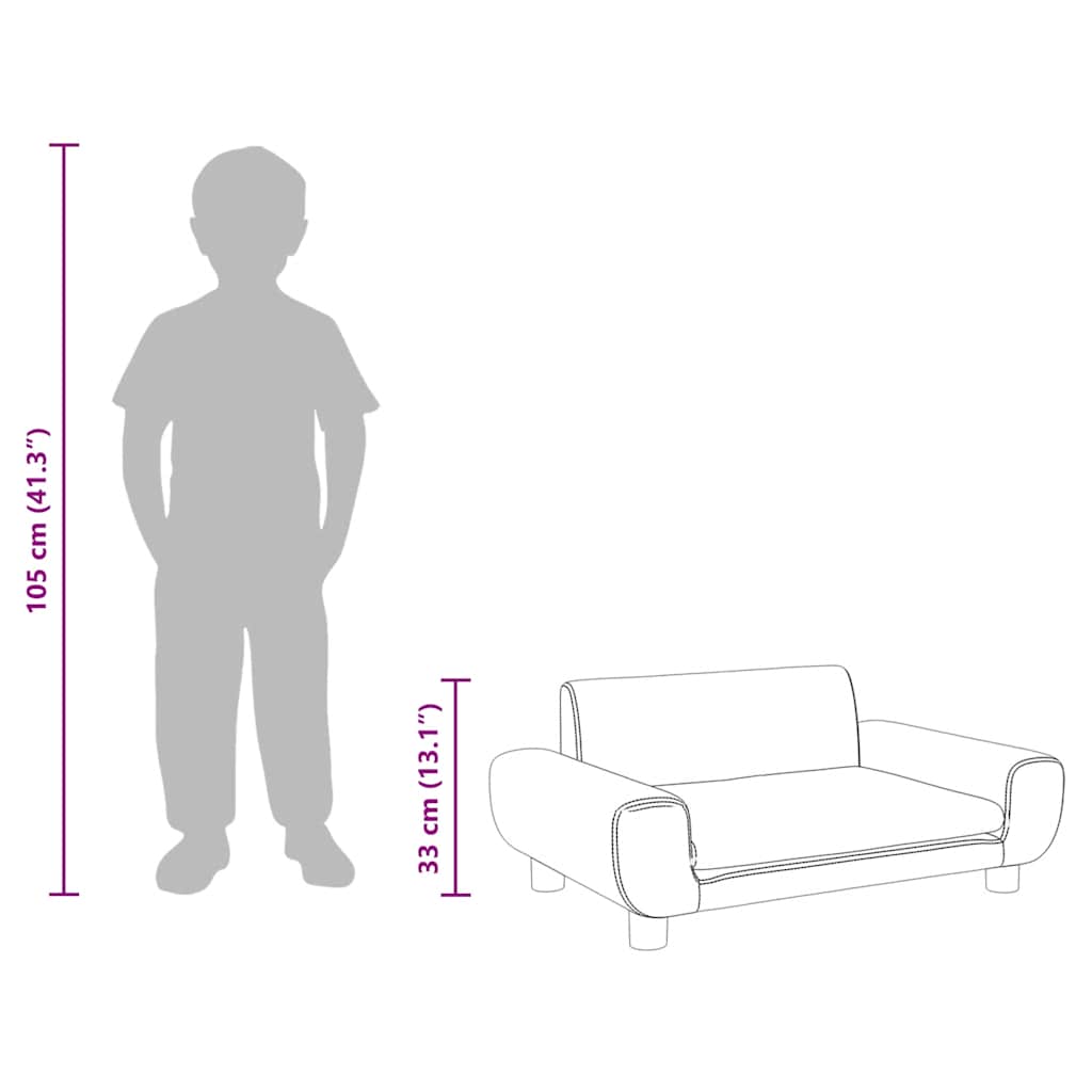 vidaXL Sofa dla dzieci, jasnoszara, 70x45x33 cm, aksamit