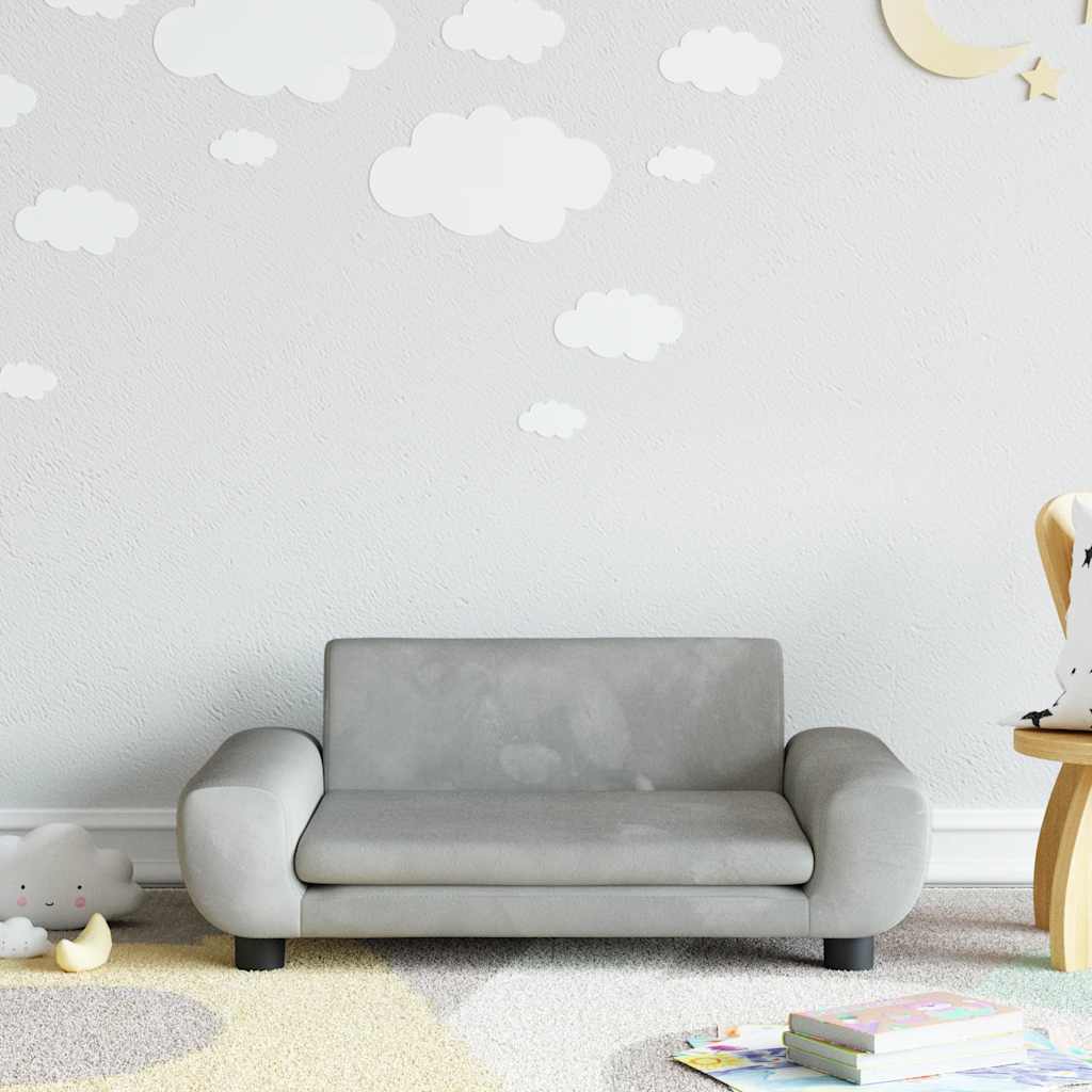 vidaXL Sofa dla dzieci, jasnoszara, 70x45x33 cm, aksamit